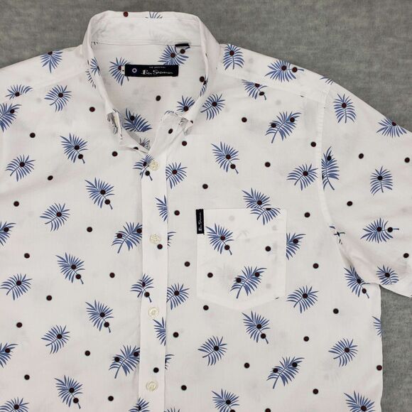 Ben Sherman Other - Ben Sherman Floral Print Shirt Mens Medium Short Sleeve Button Down White